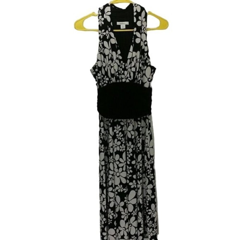 dressbarn  Black White Floral Dress Midi Size 8